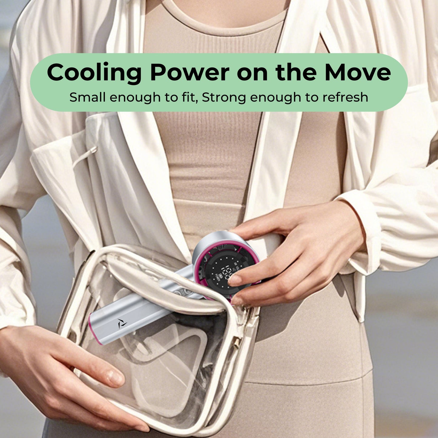 Wind Wise Portable fan is easy to carry in the bag