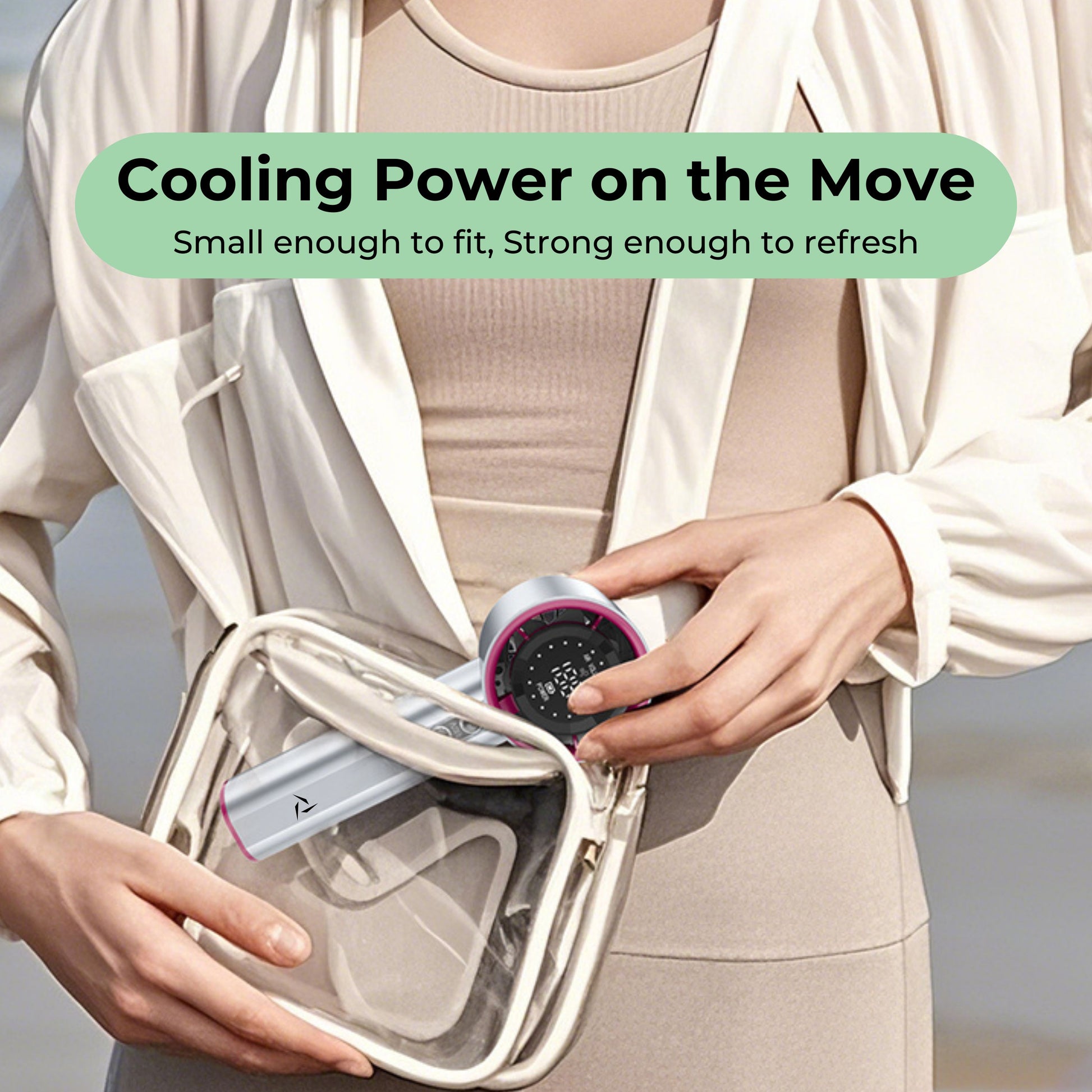 Wind Wise Portable fan is easy to carry in the bag